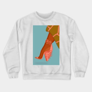 Metallic spiral high-heel shoe - Blue background Crewneck Sweatshirt